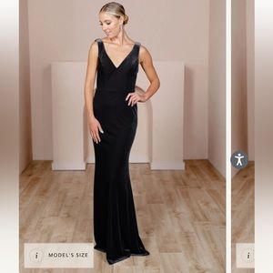 Revelry Dakota Black Velvet Bridesmaid Dress Size 2